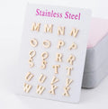 2022 Simple Plain Silver Gold Plated Tiny Capital Letter Initial Earrings 8mm Mini Stainless Steel Letter Stud Earrings