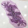 Heavy Beaded Embroidery 3d Flower Rhinestone Lace Applique Fabric LT2575A