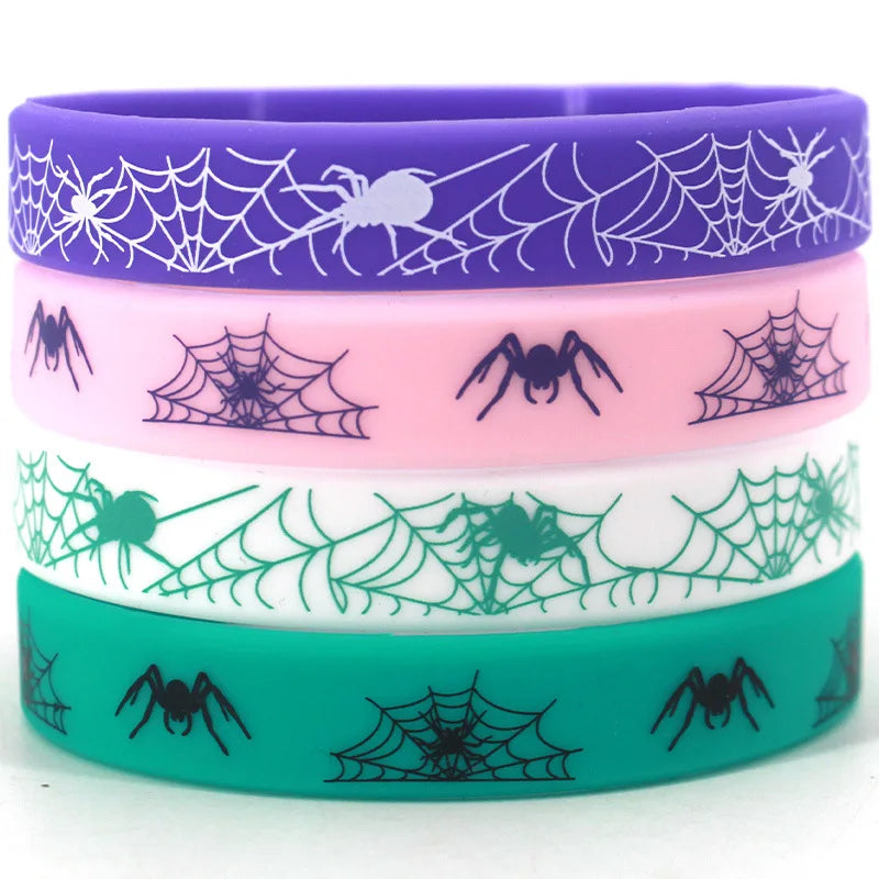 Factory Wholesale Customized Printed Spider Web Design Eco-friendly Rubber Wrist Bands for Promotional Activities Parties