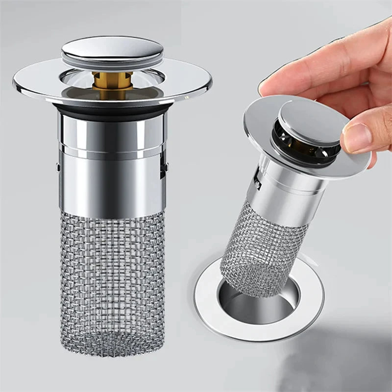 Multifunctional Floor Drain Filter Pop-Up Bounce Core Basin Drain Stopper Hair Catcher Shower Sink Strainer Bathroom Accessory