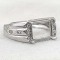 Sterling Silver 12*14mm Semi Mount Men's Ring Frame Empty Blank Claw Setting S925 Base Holder Without Center Stone for DIY Inlay