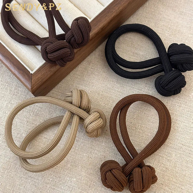 Women's Simple Ponytail Elastic Hair Ties Fabric Hair Rope Accessories with Adjustable Knot Balls Cute Rubber Bands for Girls