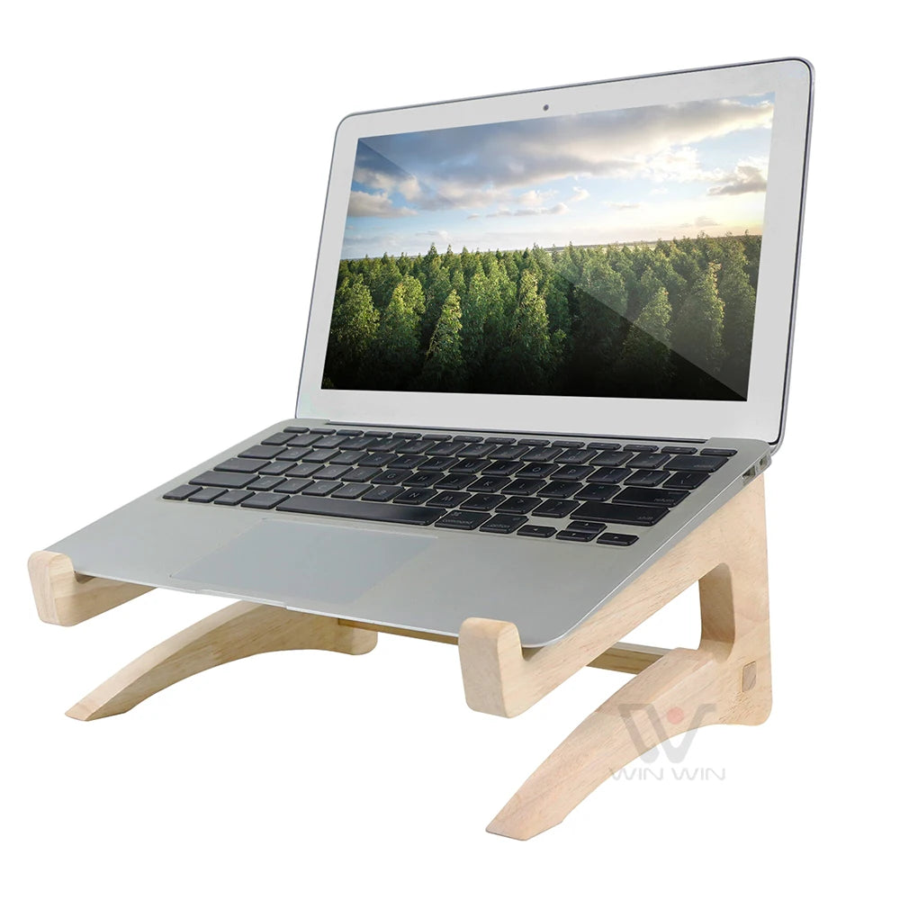Hot Selling Multifunctional  Bamboo Laptop Stand  Natural Wood Color Desktop Stand