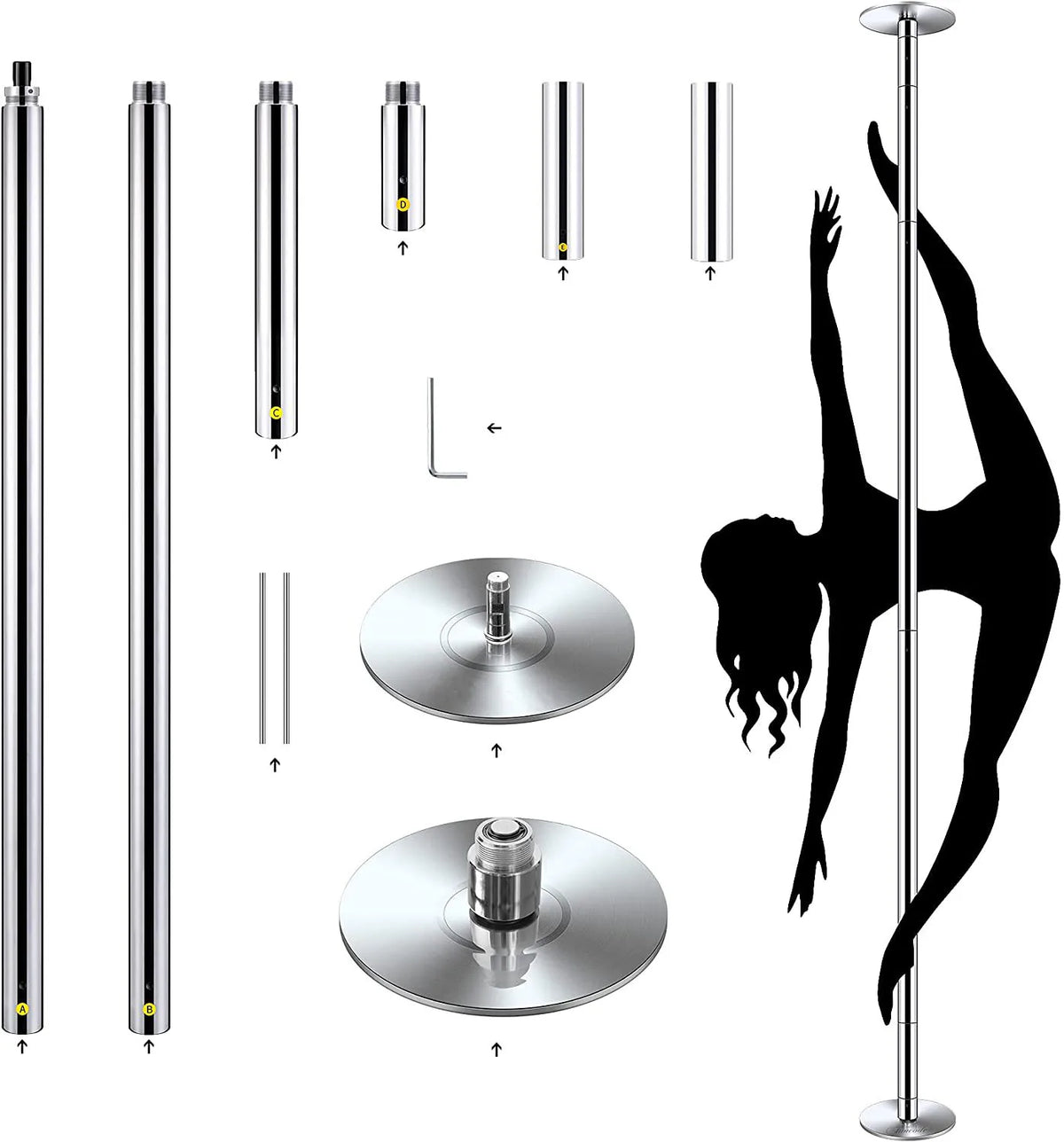 Wholesale Static Fitness Pole Custom Logo Packing Home Gym Exercise Equipment-Stripper Pole Dance Spinning Steel Material