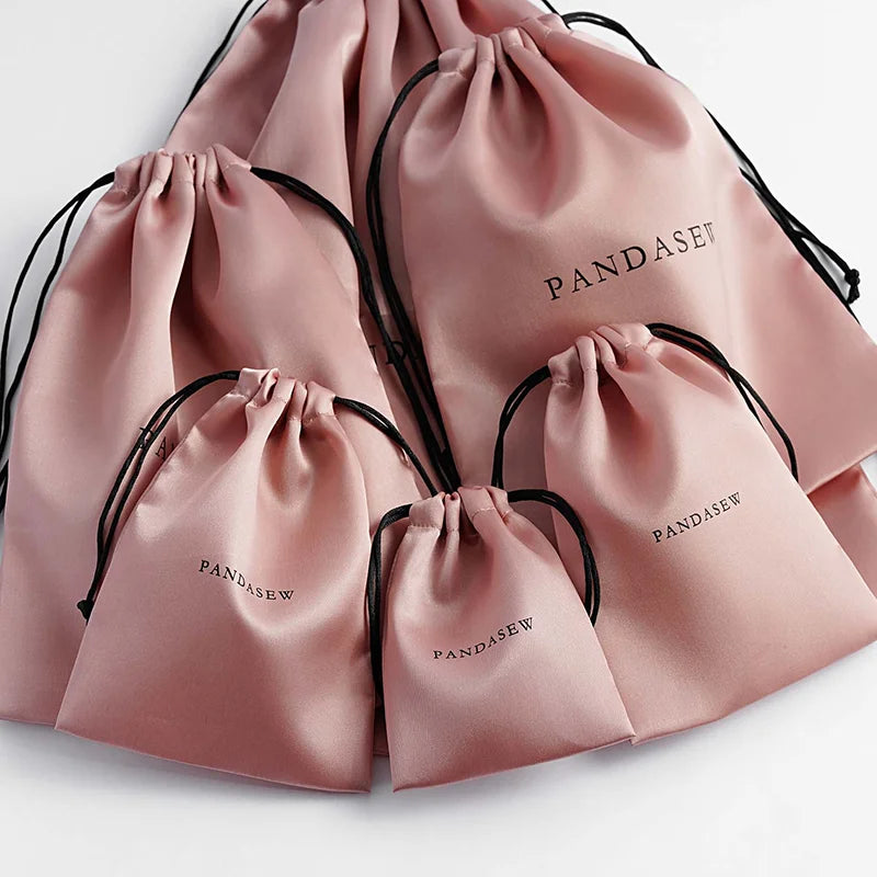 Canvas Cotton Drawstring Bag Satin Wig Bags with Drawstring Customized logo Printing Bag Silk Satin Pouch