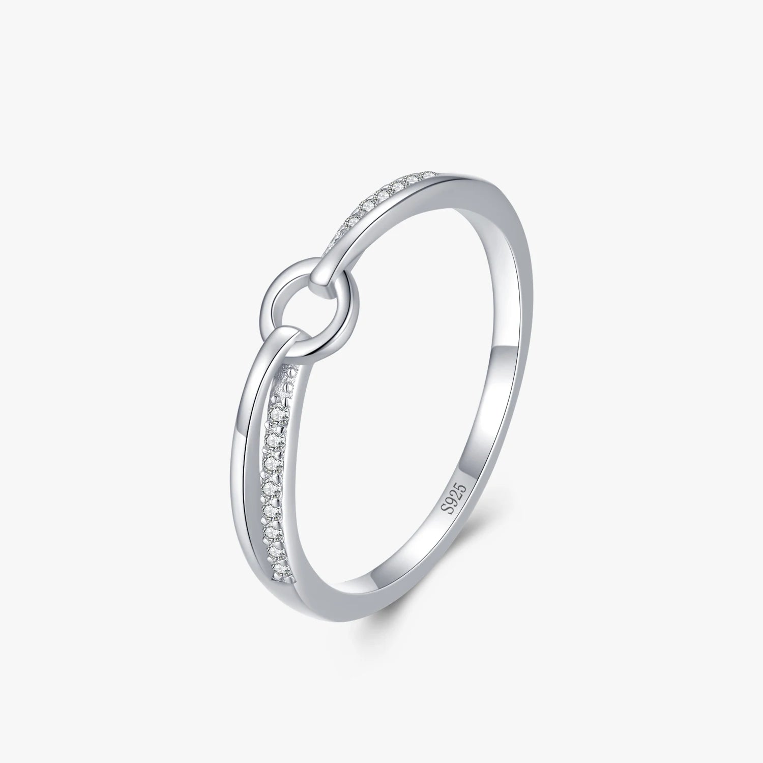 Ailmay Geometric Round Personality Clear CZ Finger Rings for Women Classic Luxury 925 Sterling Silver Fashion Jewelry