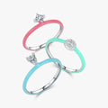 925 Sterling Silver Fine Jewelry Cute Delicate Enamel Rings Fashion Colorful Eternity Rings Bands for Women
