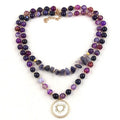 New Jewelry 2 Layer 8mm Striped Stone Gravel Necklace Alloy Zircon Sun Heart Pendant Choker Necklace