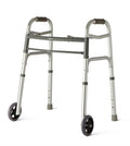 1.2mm Thick Aluminum Two-Button Height Adjustable Lightweight Patient Walker 2 Wheels Adult Child Rehabilitation Wheeled Folding