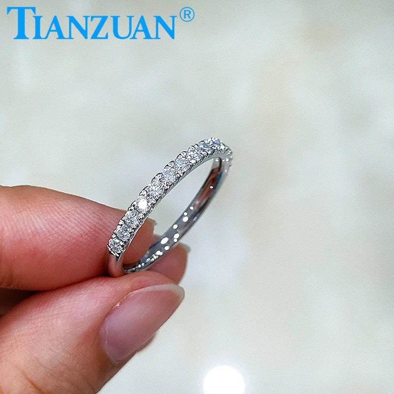 2mm Moissanite Half Eternity Ring Band 925 Sterling Silver D Color VVS Round Moissanite Diamond Rose Gold Plated Ring Jewelry