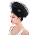 Fashion Retro Black Lace Covered Sinamay Tea-Party Fascinators for Women Formal Hats Kentucky Derby Hat Wedding Cocktail Hat