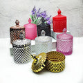 Wholesale 10 oz 300ml  Luxury Geo Glass Candle Holder with Lid 550ml Rose Gold Empty Jars for Candle Making