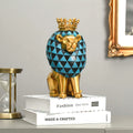 Luxury Accessory Resin Unique Crown Lion Animal Statue Figurine Home Decoration Modern