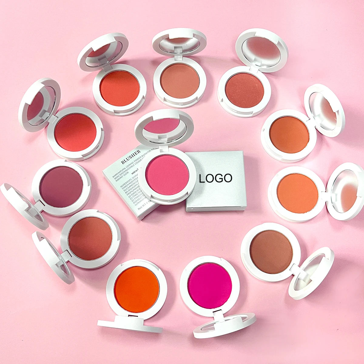 Wholesale High Pigmented pink Powder Blush Vegan Cruelty Free Private Label Customized Unique Blush Powder