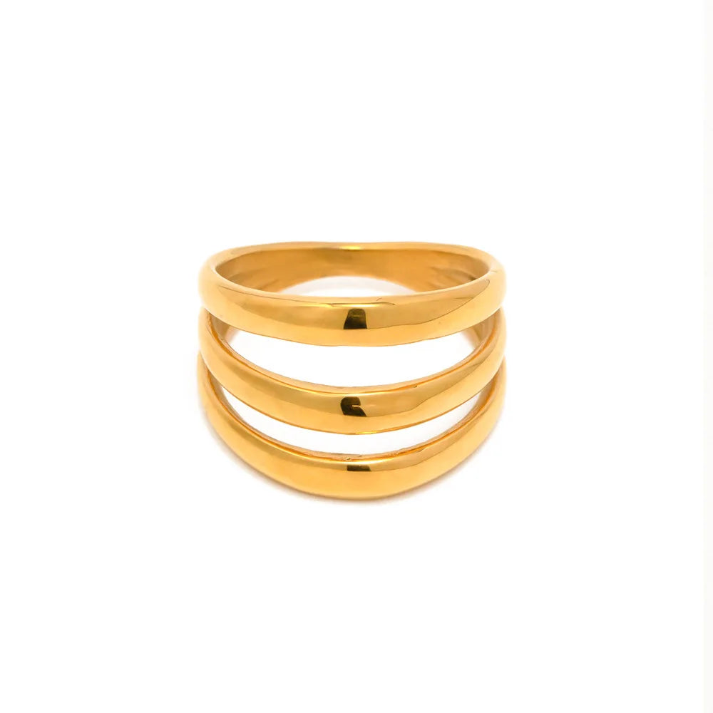 Wholesale 2023 New Fashion Jewelry in Stock 316L Stainless Steel PVD Gold Plated Exaggeration Finger Ring for Women