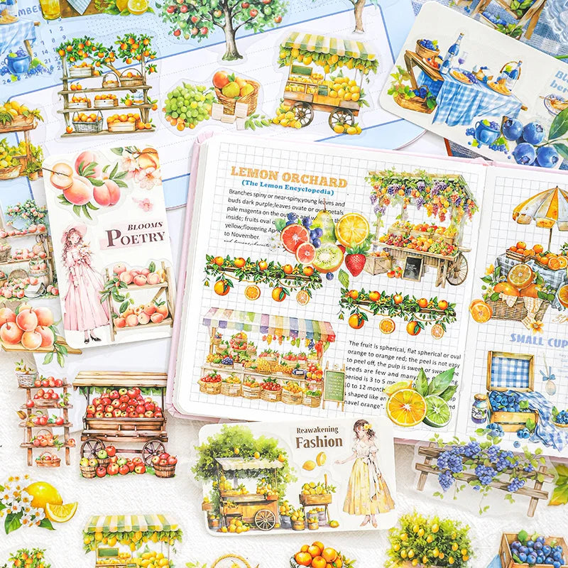 30 Stickers Per Pack Harvest Orchard Series Decorative Landscaping Fruit Material Theme 6 Models