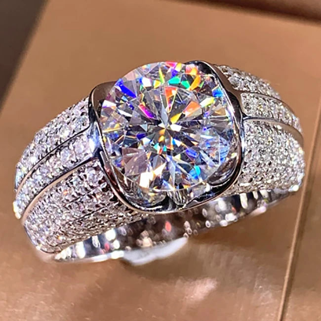 CAOSHI Luxury Jewelry 2025 New Girls Lady Round Clear Diamond Zircon Wedding Rings Silver Plated for Women