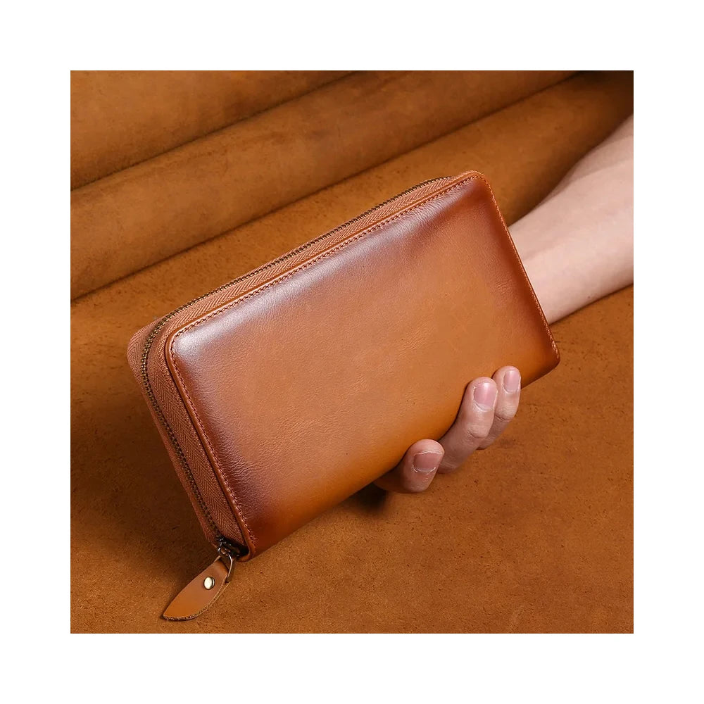 Luxury Handmade Womens Wallet Vegetable Vegan Tanned Leather Purses Handbags Wallet