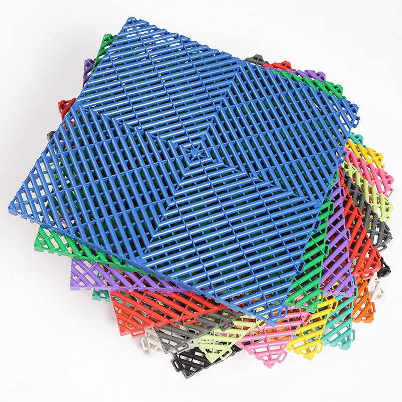 Interlock PVC Garage Flooring Tiles Rib Slab Design Durable Vinyl Floor Mat for Villas Application