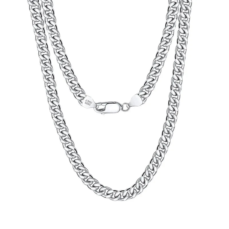 S925 Sterling Silver Cuban Link Chain Necklace  for Mens3.6 5 7mm Platinum 14K 18K Gold Plated Hip Hop Custom Fine Jewelry