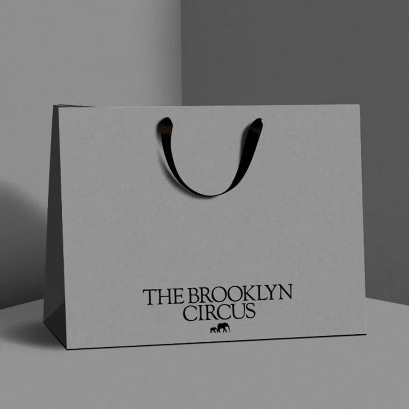 Luxury Brand Custom logo Shoes Boutique White Print Brush Packaging Gift Paper Shopping Bag Clothing Tote Bag