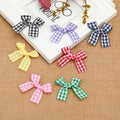Hot Sale Garment Embellishments Appliques Chenille Fabric PVC Polyester Plaid Bows Little Bowknot Sew-On for Hair Hat