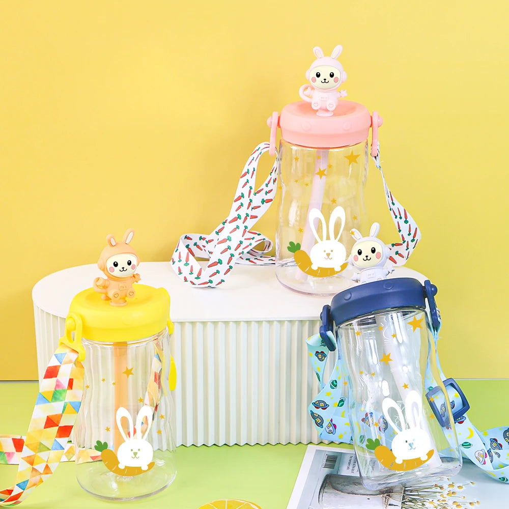 Custom Eco Friendly BPA Free Kids Water Bottles Wholesale Portable Plastic Tritan Sport Water Bottle for Kids School With Straw