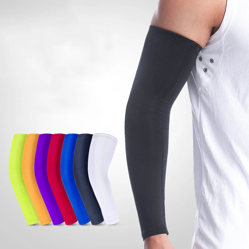 Custom Compression Arm Sleeves for Men Sun Protection for Sports-Basketball Football Cycling Featuring Elbow & Knee Pads