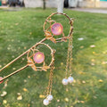 New Vintage Wood Flower Hairpin Ethnic Long Tassel Jewelry Handmade Sticks for Hair Jewelry Hippie Accessories