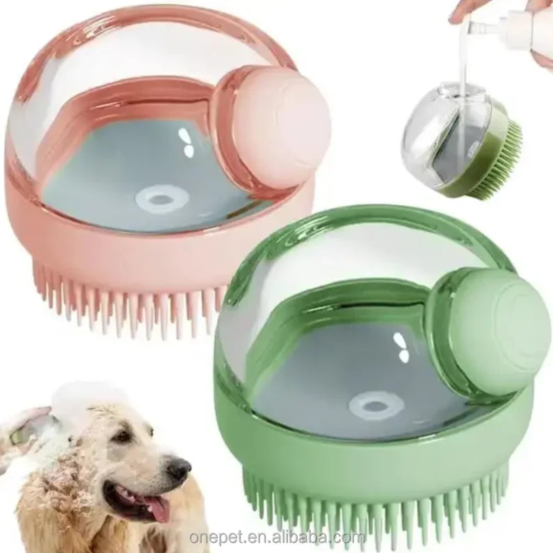 Eco-Friendly Dog Bath Brush Pet Cleaning Hair Silicone Shampoo Shower Brush Stocked Plastic Grooming Tool for Cats Dogs Bathroom