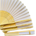 Cheap White Paper Hand Fan for Weddings Carved Bamboo Souvenir Gift for Guests with Personalized Names and LOGO