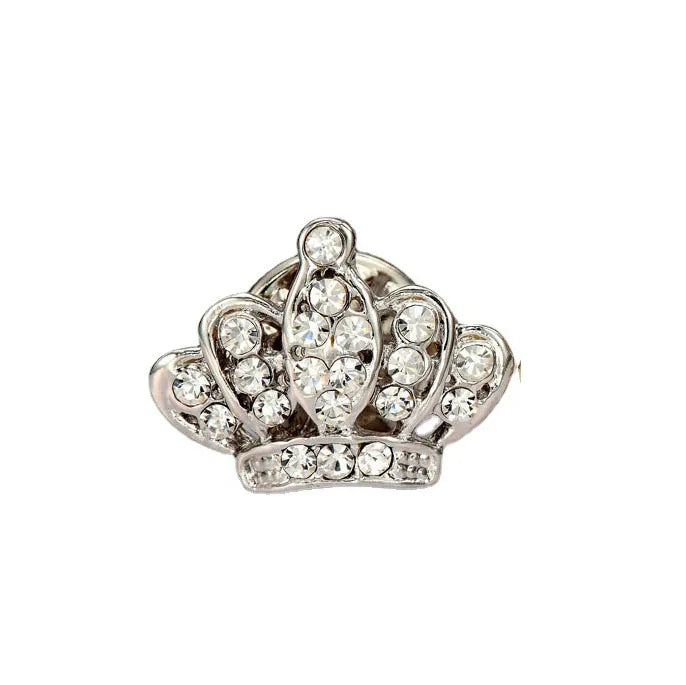 Cheap Alloy Badge Button Lapel Pin Brooch Diamond Rhinestone Small Crown Brooch for Collar Shirt Bag Clothing Decoration