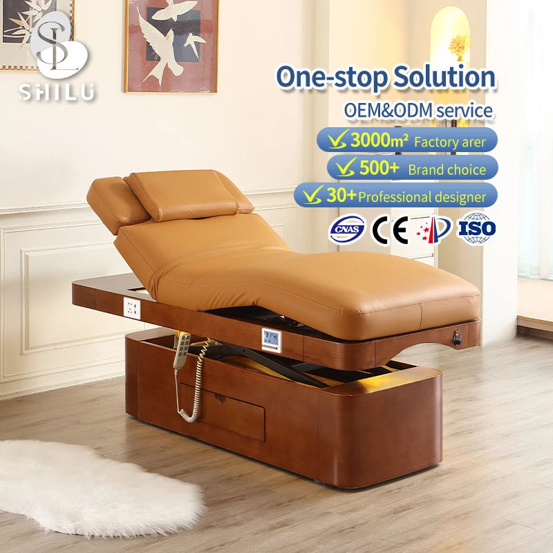 Hot Sale Modern Design 3 Motors Electrical Adjustable Synthetic Leather Wood Frame Massage Spa Bed Salon Hotel Home Living Room