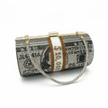 Trendy New Design Round $100 Dollar Crystal Diamond Lattice Luxury Rhinestone Small Size Clutch Shoulder Evening Bag