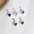 Dainty 925 Sterling Silver Pink Zircon Heart Charm Pendant for Jewelry Making Accessories