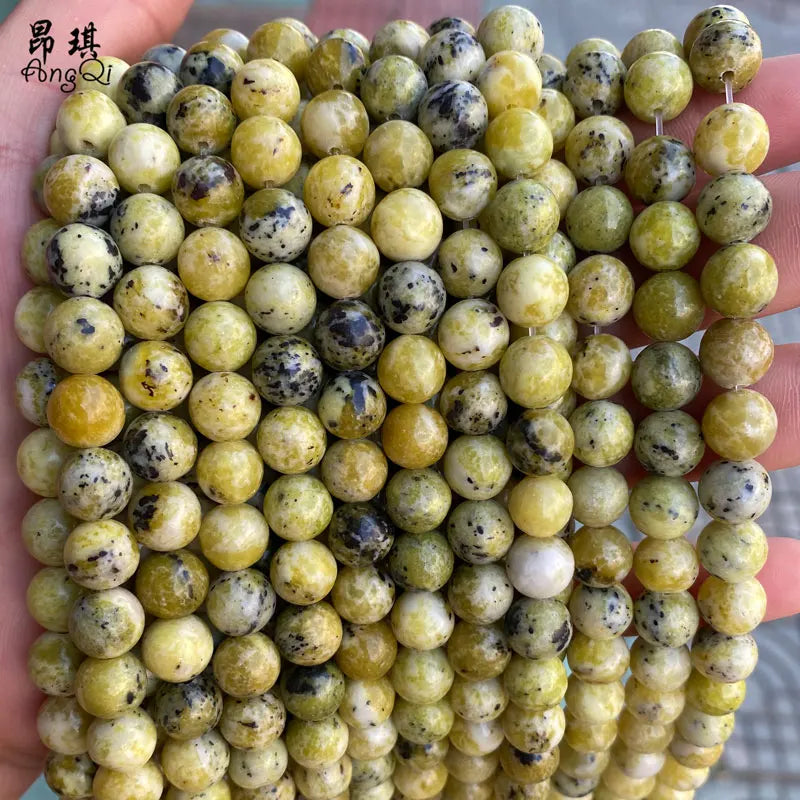 Wholesale Natural Stone Beads 4/6/8/10/12mm Smooth Round Loose Natural Yellow Turquoise Stone Beads for Jewelry Making