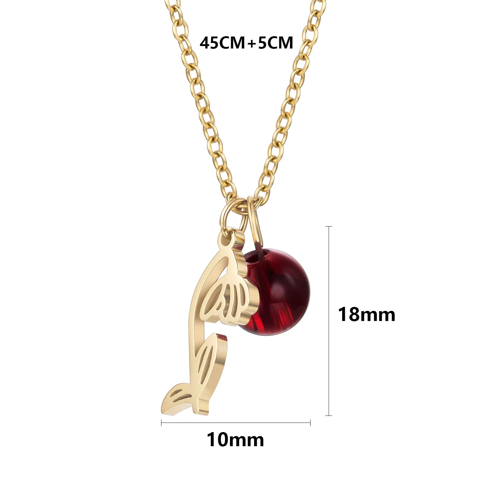 High Quality Women 316L Stainless Steel Gold Plated 12 Month Flower Necklace with Round Stone