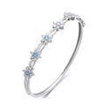 Fine Jewelry Sterling Silver 925 Blue Daisy Flower Bangle Open Hand Bracelet Jewelry for Women