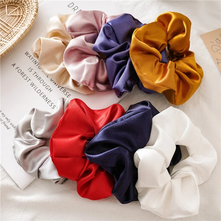 Factory Wholesale Hot-saling Satin Hair Scrunchies Colorful Elastic Hair Band for Girls Hair Accessories
