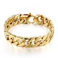 Handmade Men's Hip-Hop Stainless Steel Bracelet Titanium Steel Casting Gold Plated Hipster Link Chain Fashion Polish Finish