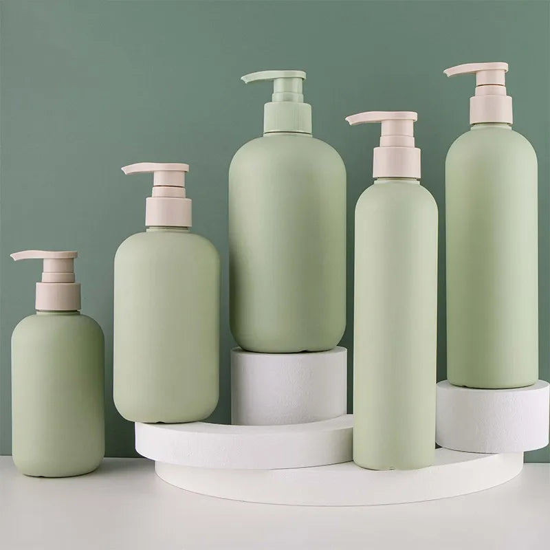 Recyclable Biodegradable 200 300ml 500ml Round Shoulder Green Shampoo Bath Gel Bottle Press Type Hand Sanitizer Lotion Bottle