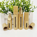 Golden  Glass Bamboo Lid Empty Refillable Cosmetic Cream Spray  Bottle Container Jar Pot Essential Oil Liquid Pump Bottles