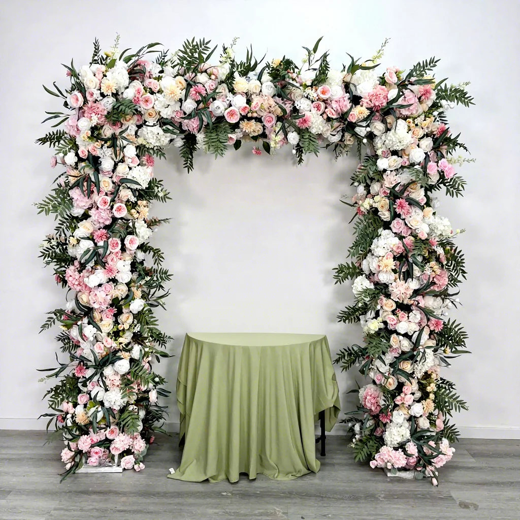 Factory Wholesale Pink Flower and Plants Arrangement Square Arch 8*8ft Wedding Valentine's Day Birthday Christmas Decoration