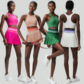 Women 2 Piece Tennis Dresses High Waisted Pleated Skirt Sets Golf Outfits Sleeveless Tennis Skirt Set