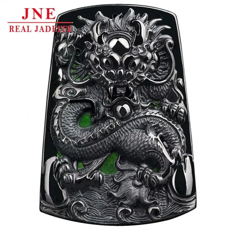 Certified Grade a Natural Ink Green  Jadeite Ink Jade Dragon Brand Jade Pendant Zodiac Dragon Ice Seed Pendant Wholesale