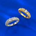 Fine Jewelry Custom 925 Sterling Silver Gold Plated Brushed Starry Sky Ring Round Brilliant Cut Zircon Ring for Engagement