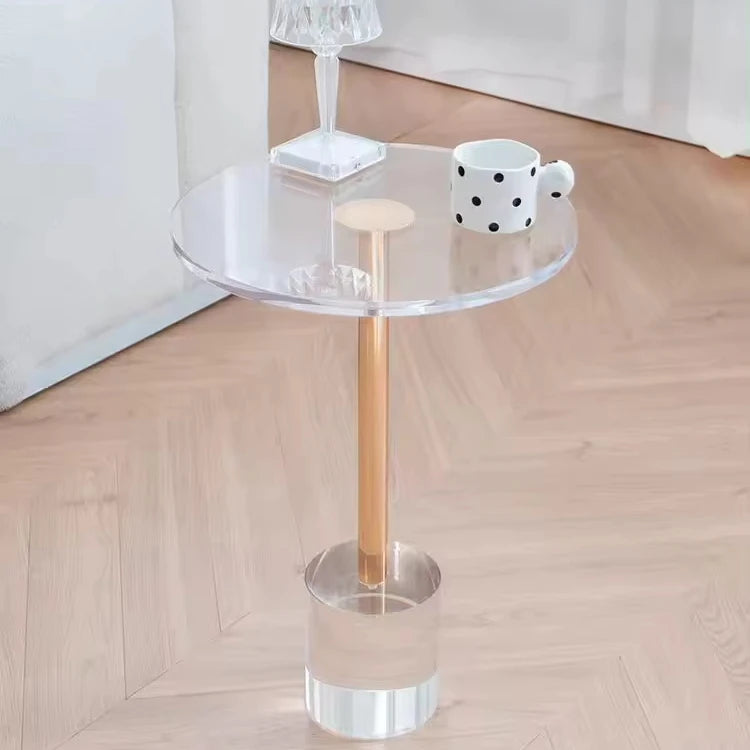 Transparent Acrylic Coffee Table Small Table for Living Room Round Side