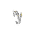 WuQie Unique Design S925 Silver Platinum Plated Hufflepuff Badger Zircon Adjustable Ring for Women