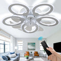 Modern Crystal Ceiling Fan LED 110V 7 Blades Dimmable CCT ABS Body for Home Hotel Remote Control Newest Design for Bathroom