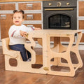 Chalkboard Desk Learning Tower Multi-functional Plywood Kitchen Bedroom Table Chair Height Adjustable Montessori Minimalist